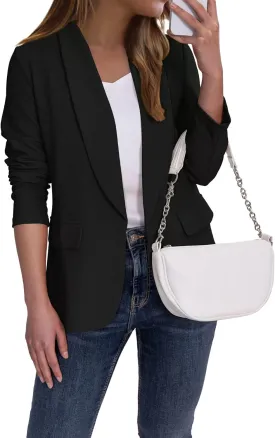 Ahlaray Women's Blazer Business Casual Lapel Collar Long Sleeve Open Front Work Office Suit Jacket Blazer, S-XL