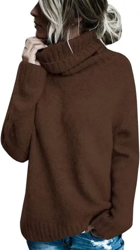 FISACE Womens Oversized Turtleneck Pullover Sweater Cable Knit Long Sleeve Sweater Tops
