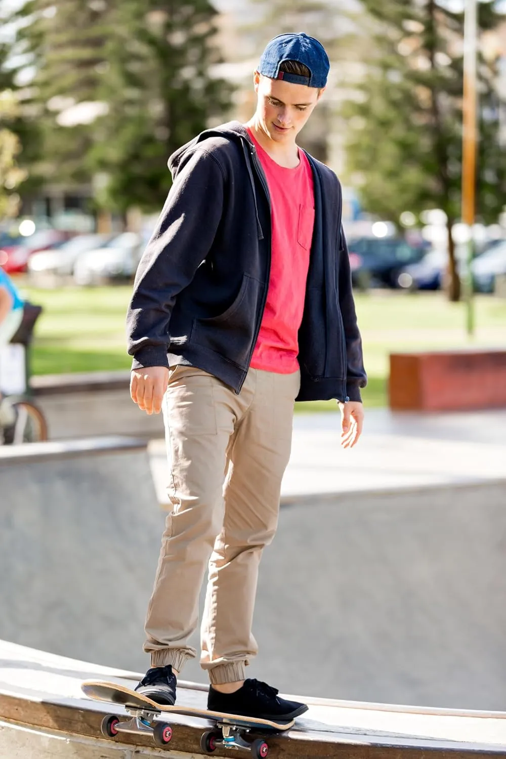 ITALYMORN Khaki Chino Joggers for Men Elastic Ankle and Waist Summer Casual Pants with Pockets