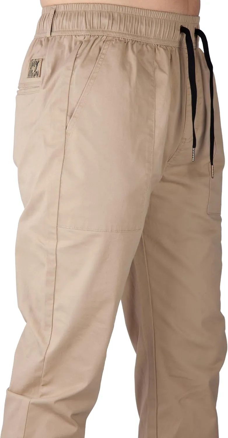 ITALYMORN Khaki Chino Joggers for Men Elastic Ankle and Waist Summer Casual Pants with Pockets