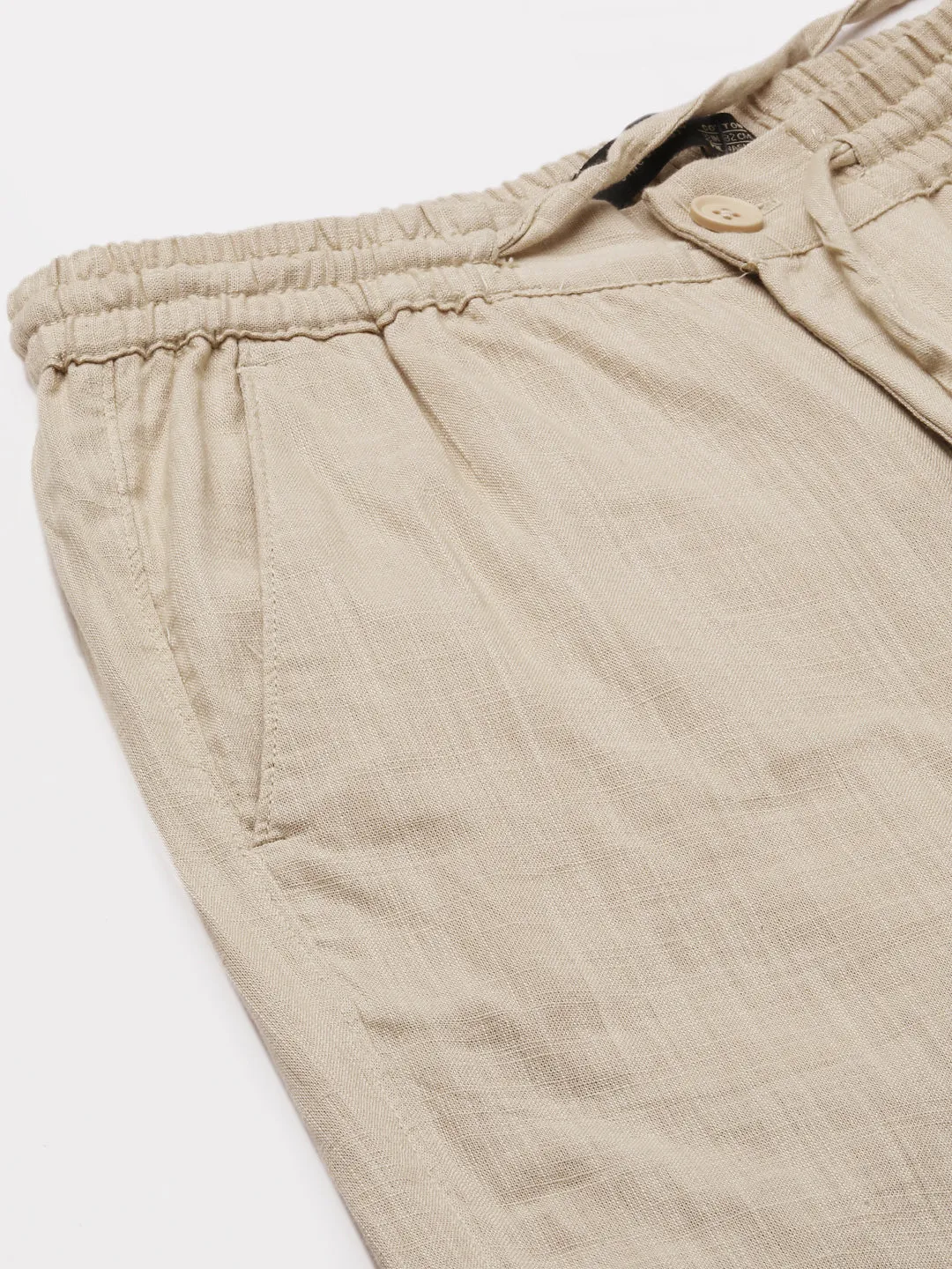 Men's Khaki Cotton Regular Fit Pant