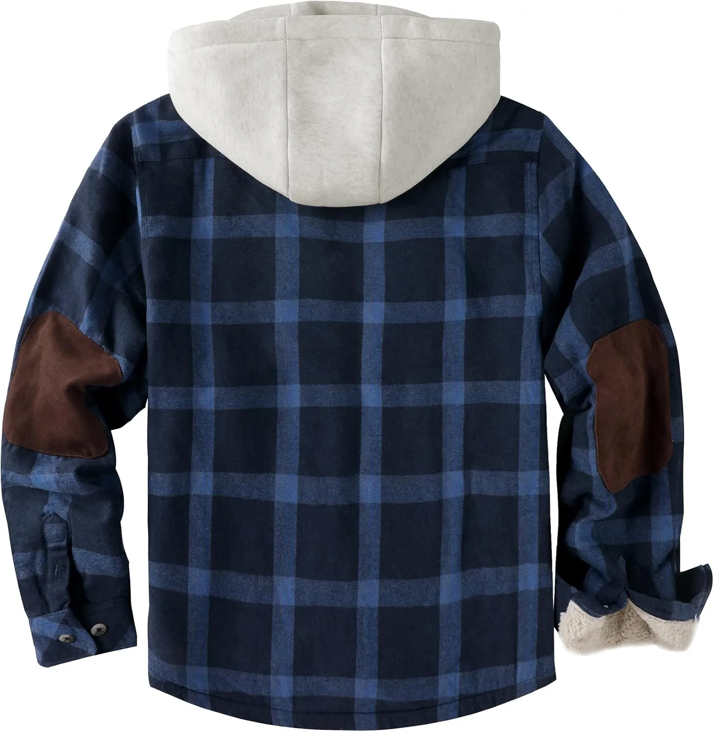 Mens Plaid Hoodies Winter Zip Up Fleece Jacket Sherpa Fleece Lined Warm Flannel Jacket Coat