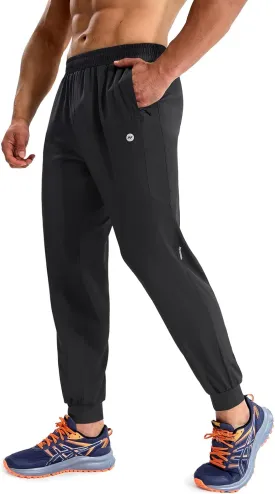 MIER Men's Athletic Running Pants Lightweight Workout Gym Joggers Dry Fit Track Active Sweatpants with Zipper Pockets