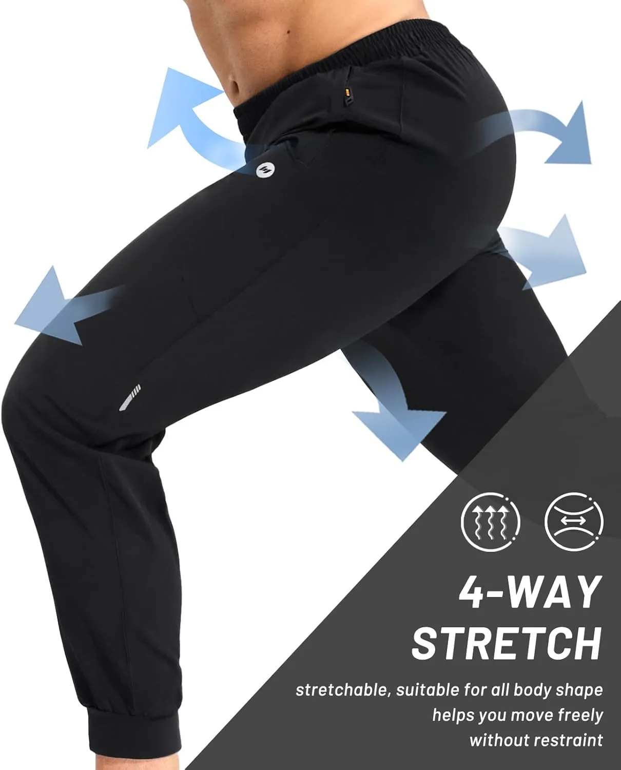 MIER Men's Athletic Running Pants Lightweight Workout Gym Joggers Dry Fit Track Active Sweatpants with Zipper Pockets