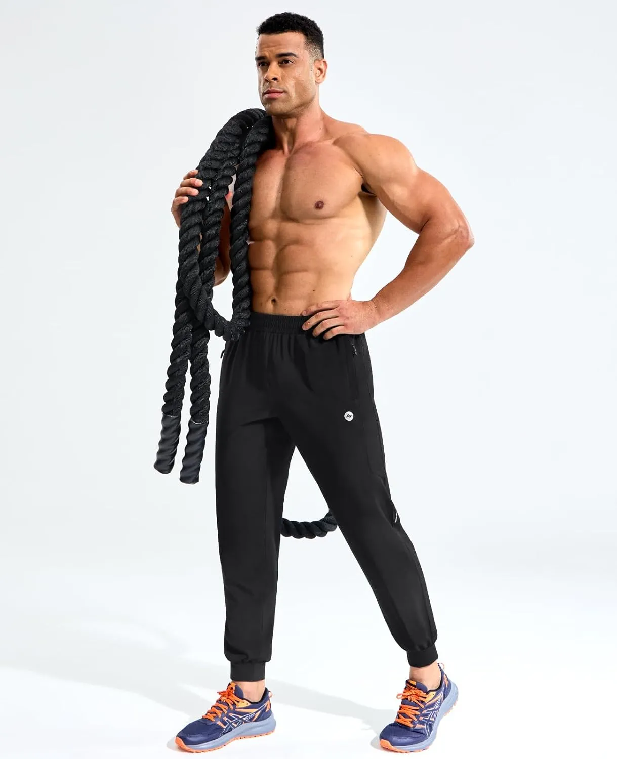 MIER Men's Athletic Running Pants Lightweight Workout Gym Joggers Dry Fit Track Active Sweatpants with Zipper Pockets