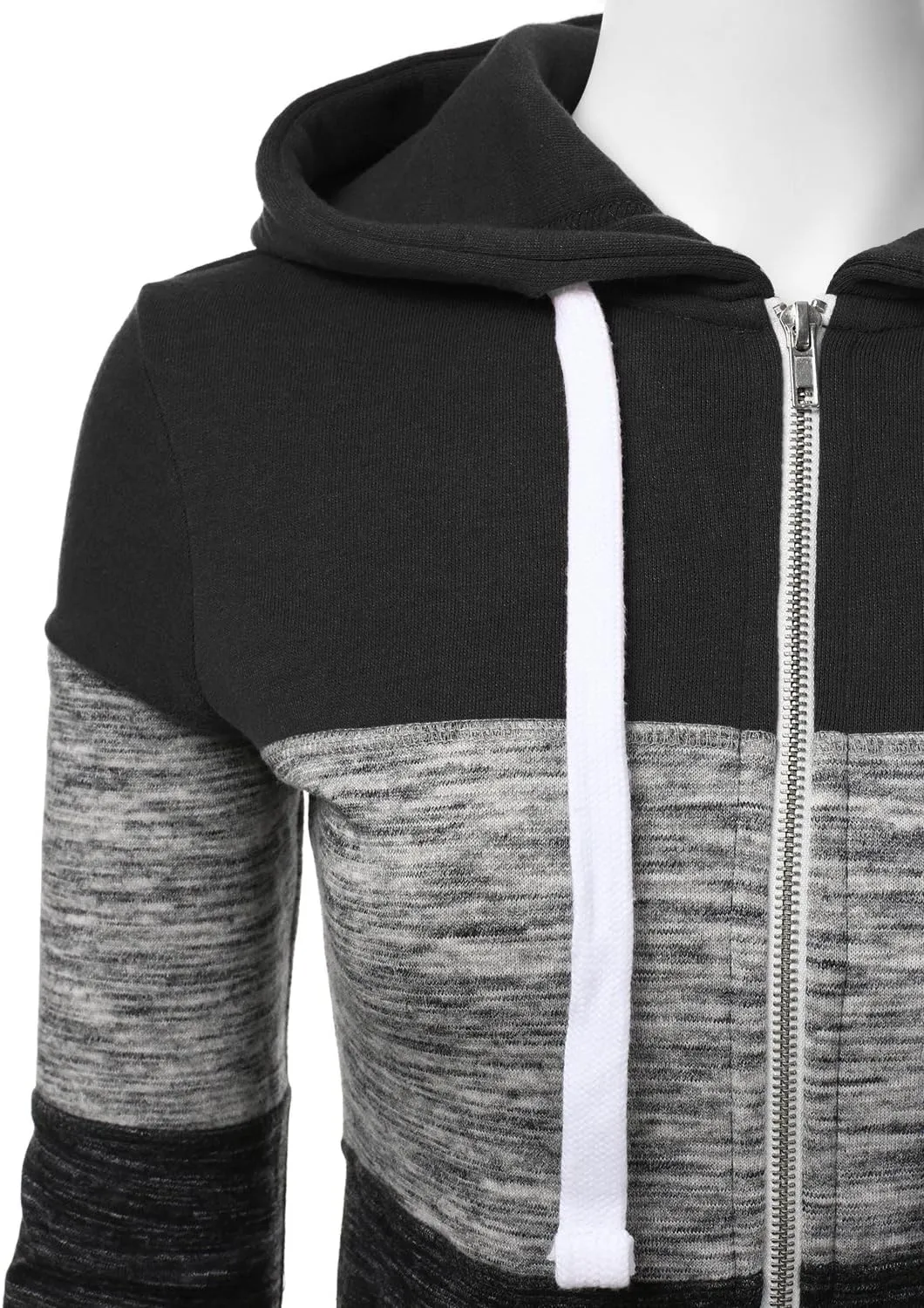 NINEXIS Womens Long Sleeve Zip Up Hoodie Top Color Block Basic Casual Hooded Sweatshirt