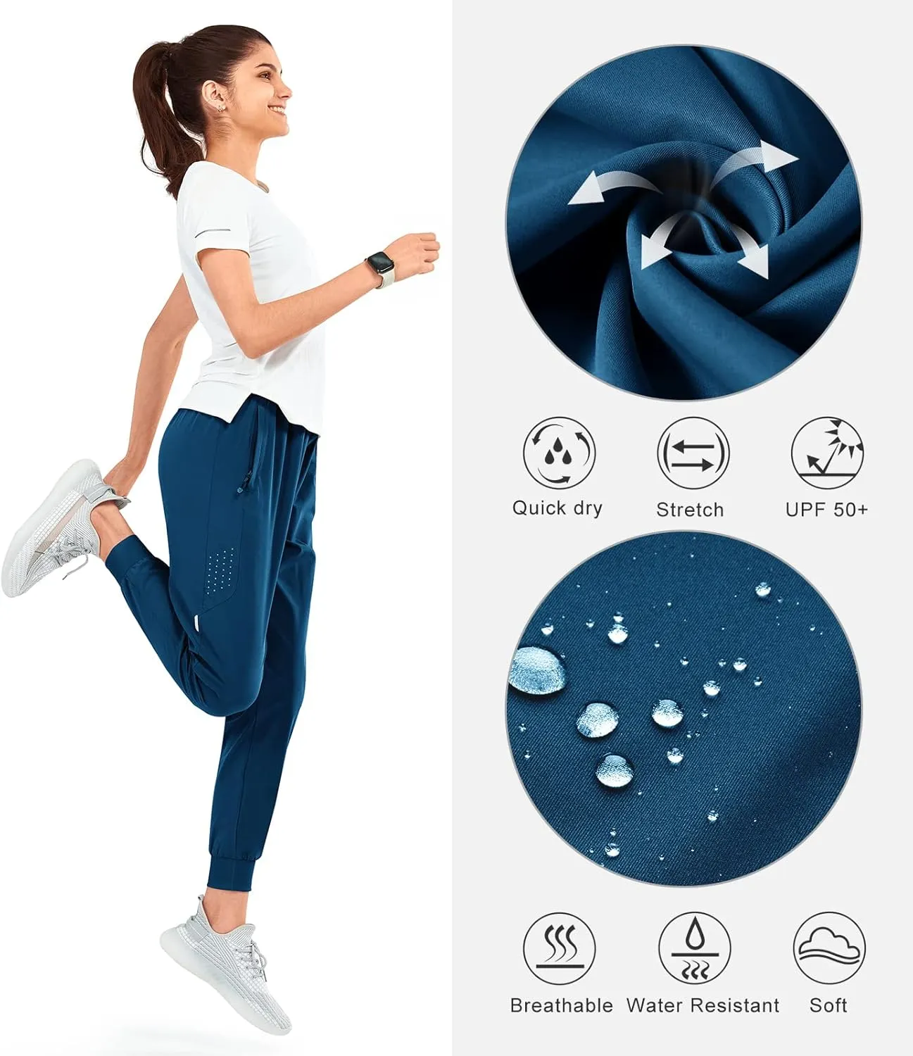 NORTHYARD Women's Running Athletic Pants Track Lightweight Joggers Workout Jogging Casual Sweatpants with Zipper Pockets