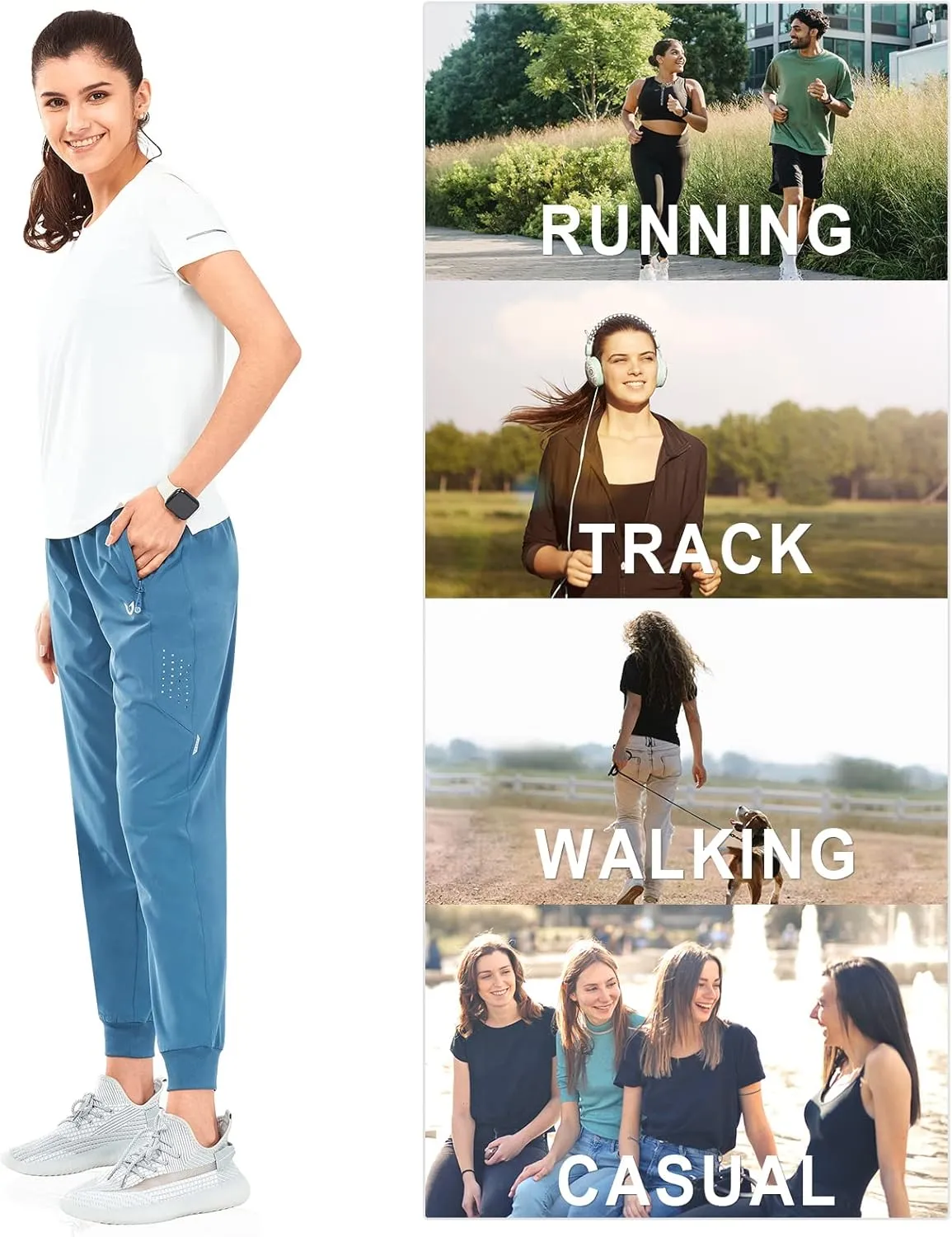 NORTHYARD Women's Running Athletic Pants Track Lightweight Joggers Workout Jogging Casual Sweatpants with Zipper Pockets