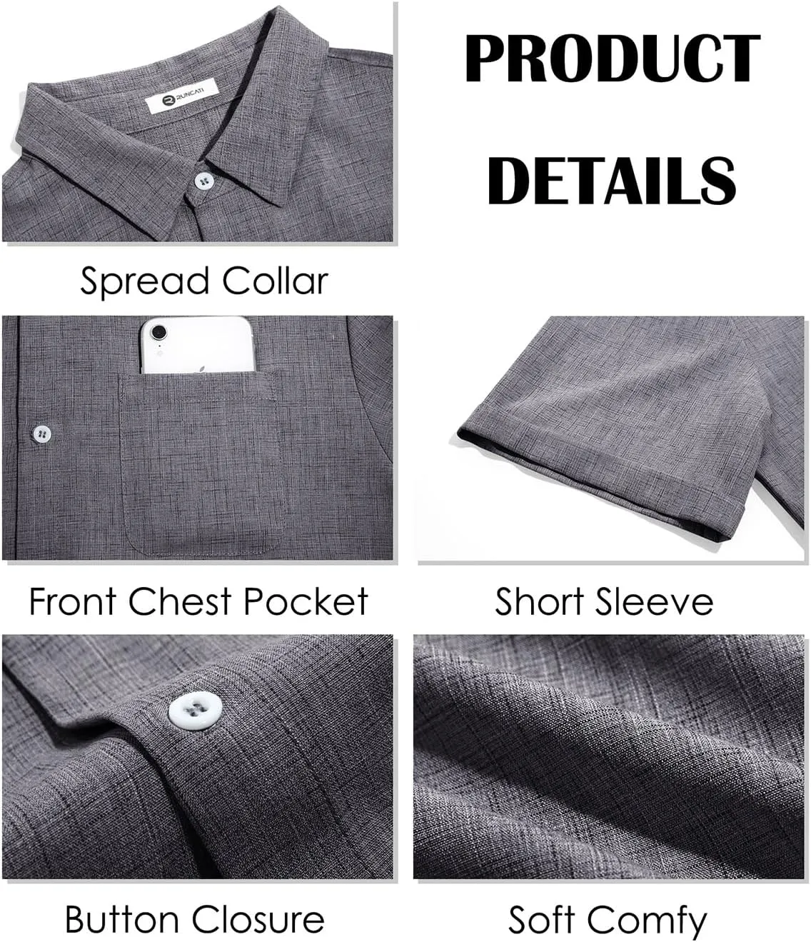 Runcati Mens Button Down Shirt Short Sleeve Casual Summer Beach Wedding Tops