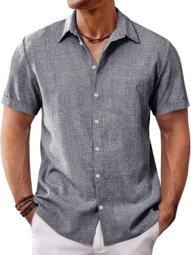 Runcati Mens Button Down Shirt Short Sleeve Casual Summer Beach Wedding Tops