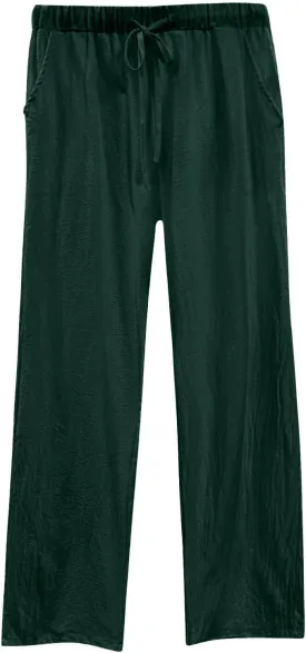 Womens Summer Wide Leg Business Casual Chute Pants Loose Drawstrings High Waisted Long Trousers with Pockets